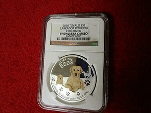 2010年 ツバル ラブラドール レトリバー カラー NGC PF 69 .999 1トロイオンス シルバー コイン