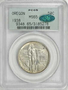 1938年 オレゴン・トレイル記念ハーフドル 50セント PCGS MS65 CAC、OGH [BN278]