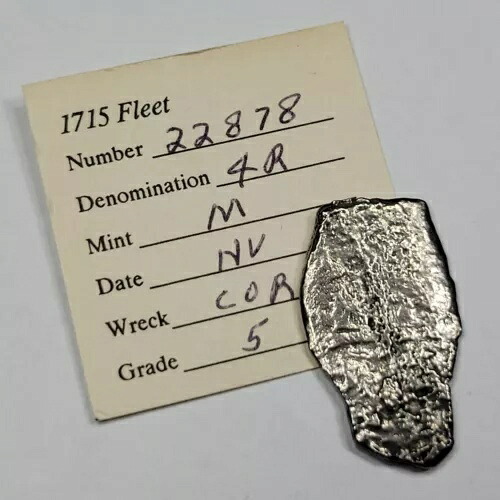 1715年 FLEET Cob 4レアル Cobb Coin Co Tag Corrigans Wreck 希少品 *J150