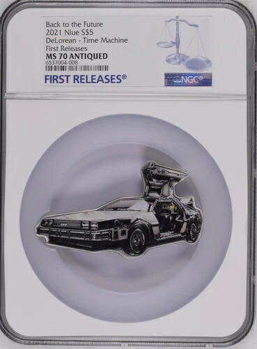 バック・トゥ・ザ・フューチャー デロリアン タイムマシン 銀貨 2021年 ニウエ 2オンス NGC MS 70