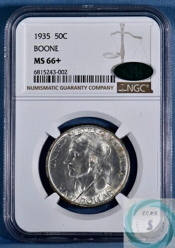 1935年 ブーン記念50セント NGC MS 66+ CACエンドース付き - ヴィンテージの輝き