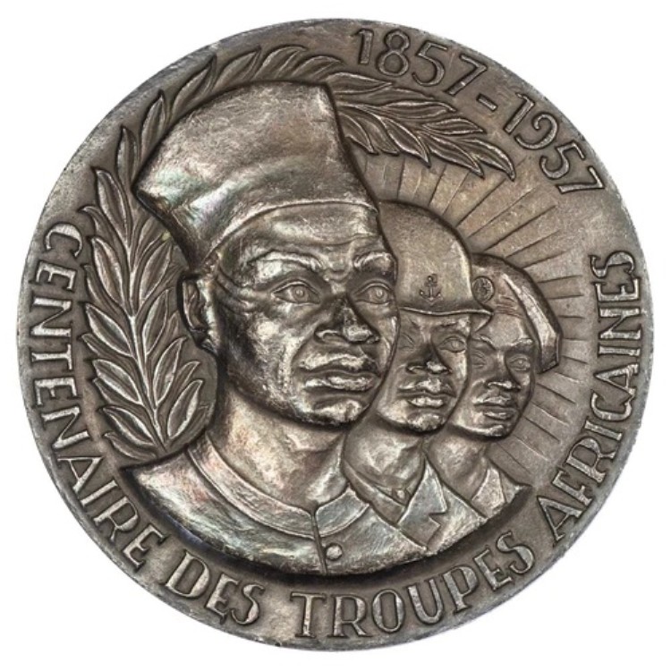 フランス アフリカ軍100周年記念勲章 1957年 TSCHVDIN SCVL.R 銀