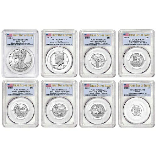 2022-S 限定版 シルバー プルーフ 8枚セット PCGS PR70DCAM FDOI フラッグラベル