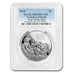 2018年 トケラウ 1オンス 戌年 シルバー PR-69 PCGS .999 シルバーコイン
