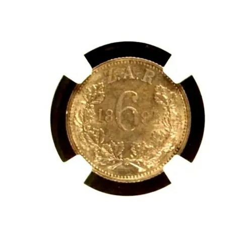 1894年南アフリカ シルバー 6ペンス コイン NGC グレード AU58 ほぼ未使用 希少