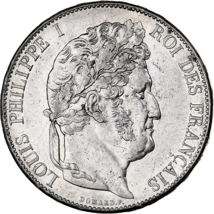 [#485686] フランス、ルイ フィリップ 1 世、5 フラン、1848 年、ボルドー、シルバー、オーストラリア