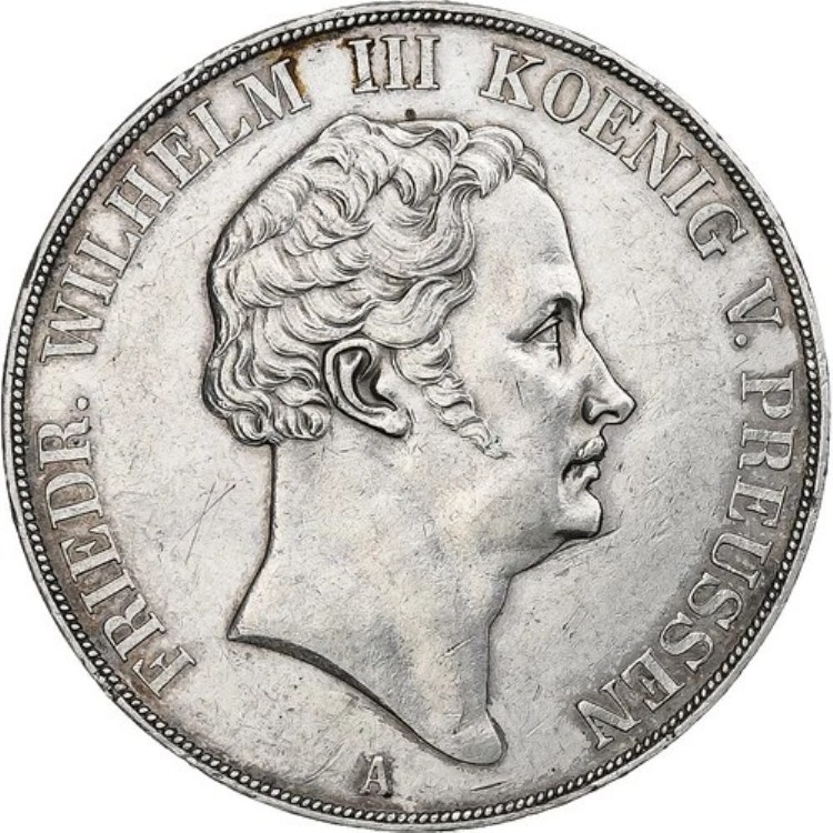 [#349309] ドイツ、プロイセン王国、フリードリヒ・ヴィルヘルム3世、2ターラー、1840年、ベ
