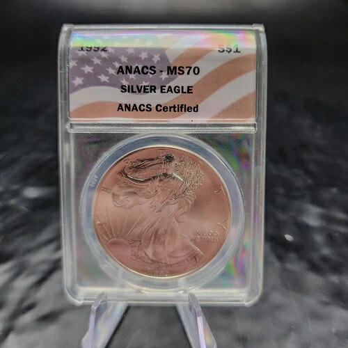 1992年 MS70 ANACS アメリカンシルバーイーグル ASE 1オンス .999 純銀 1ドルコイン 米国造幣局