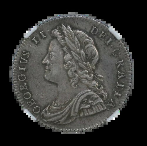 1728年-イギリス シックスペンス-ESC 1606 羽根とバラ (XF 45-NGC) ジョージ2世