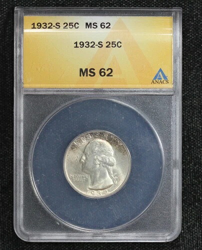 1932-S ワシントン クォーター ANACS MS62 4XNJ