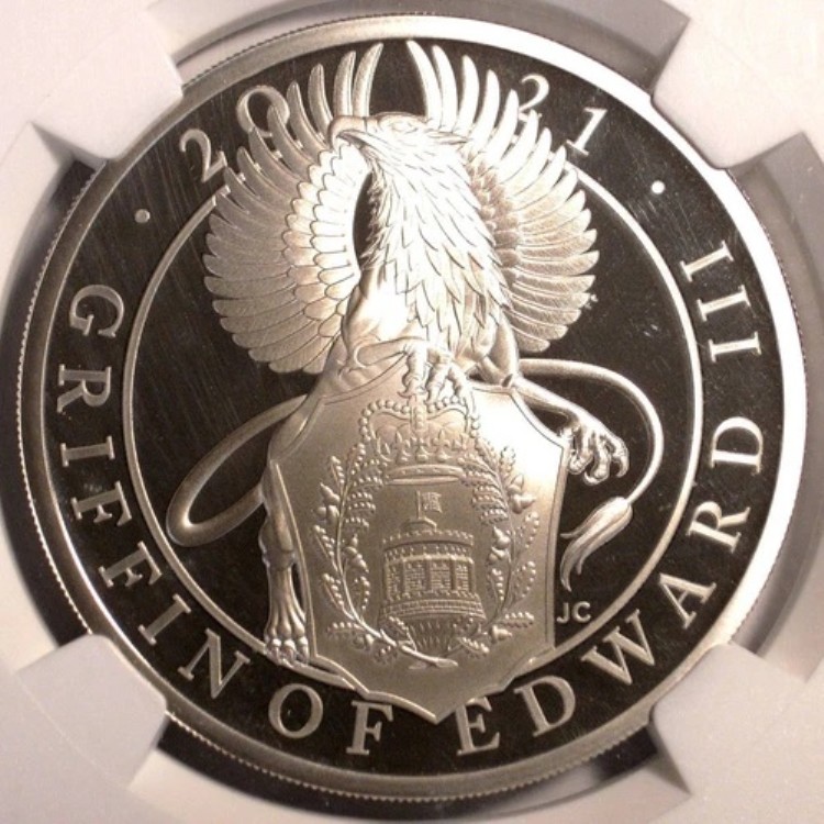 2021年 英国女王の獣グリフォン 2ポンド プルーフ銀貨 NGC PF70UC