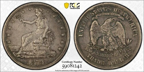 1878年 S トレード シルバー ダラー $1 PCGS XF 40