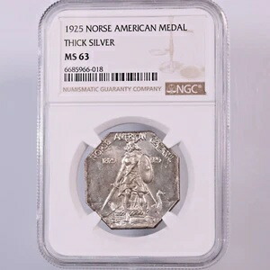 1925年 北欧アメリカンメダル 厚銀 NGC認定 MS 63