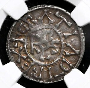 カロリングアン人。シャルル・ル・ショーヴ（禿頭）。 840-875。シルバーデニール、NGC XF45