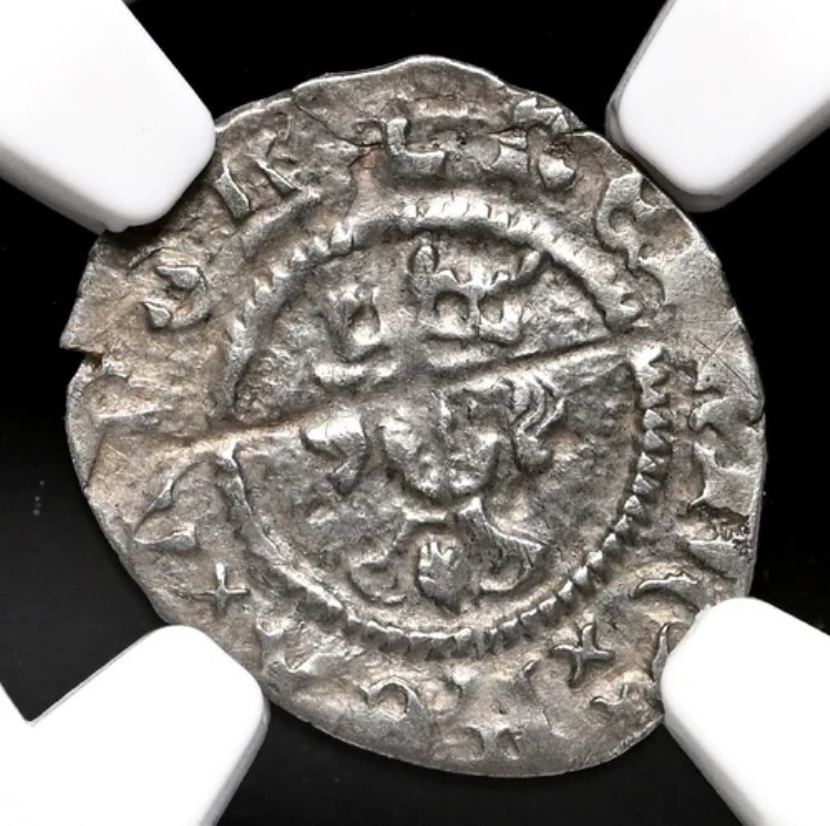 イングランド、ヘンリー6世（1422-1461年）、銀貨ハーフペニー、S-1895、NGC AU53