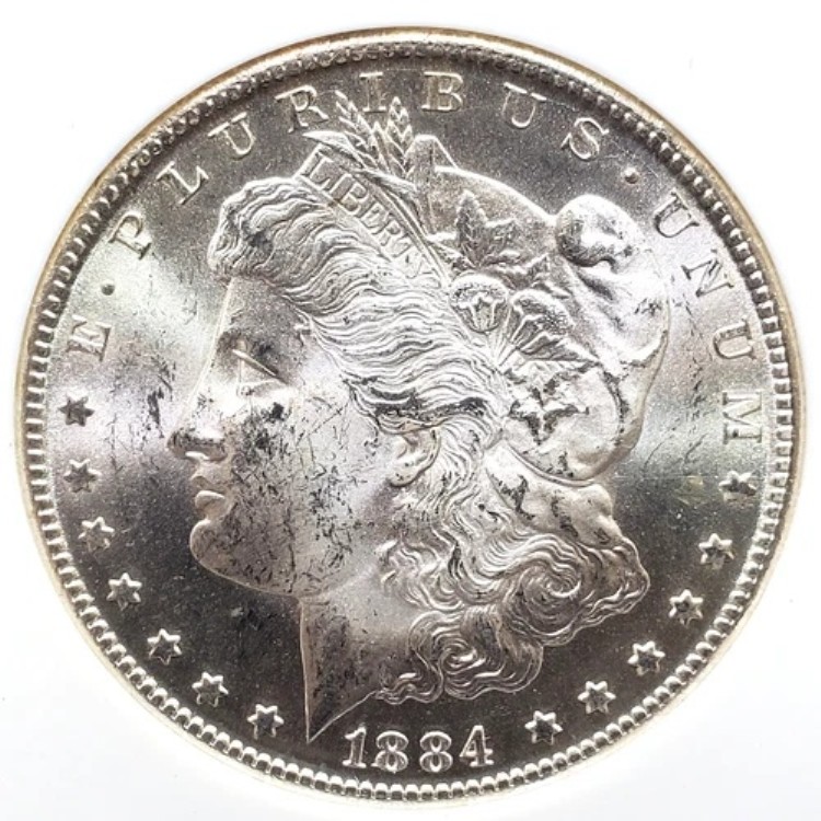 1884-CC モルガン銀貨 - NGC MS 64「旧NGCホルダーにほぼ欠陥なし」