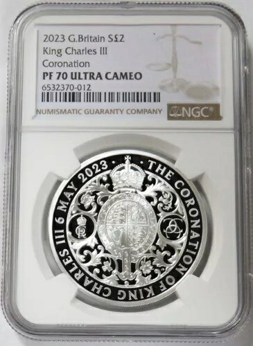 2023年 銀貨 グレートブリテン 2ポンド チャールズ3世戴冠式 NGC PF 70 UC