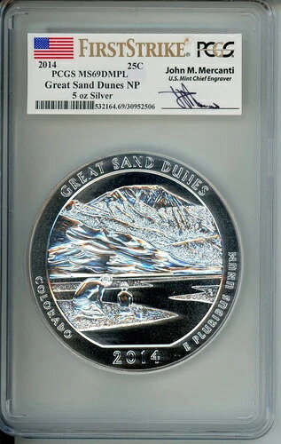 2014年 グレートサンドデューンズ NP ATB 5オンス シルバー PCGS MS69 DMPL メルカンティ ファーストストライク FS