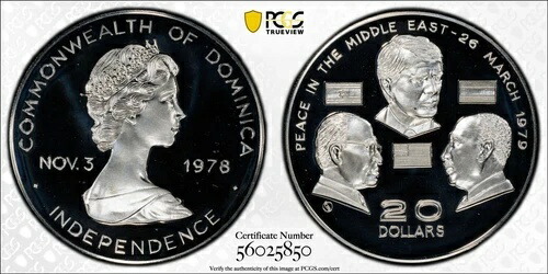 ドミニカ 20ドル イスラエル エジプト 条約 政治 PCGS PF68 DCAM 3 ファイナー 200年製