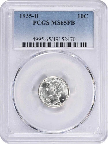 1935-D マーキュリーシルバーダイム MS65FB PCGS 199,100円