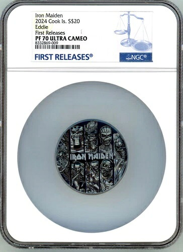 2024年 クック諸島 3オンス シルバー アイアンメイデン エディ NGC PF 70 FR (箱＆COA付き)