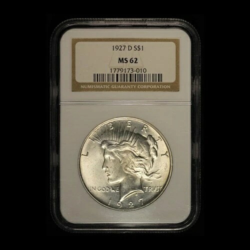 1927年 D- $1 シルバーピースダラー NGC MS 62 - 米国送料無料