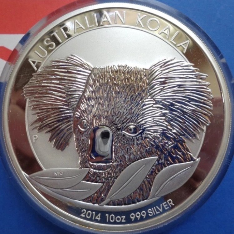 10オンス 2014年 オーストラリア KOALA コイン BU .999 純銀 ミントカプセル