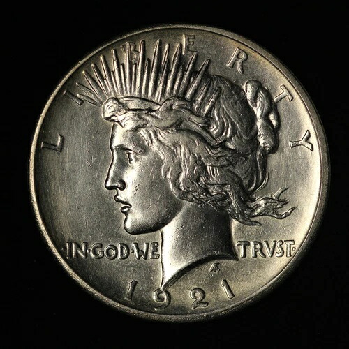 1921年 1ドル高浮き彫り銀貨 平和ドル - ヘアライン - 米国送料無料