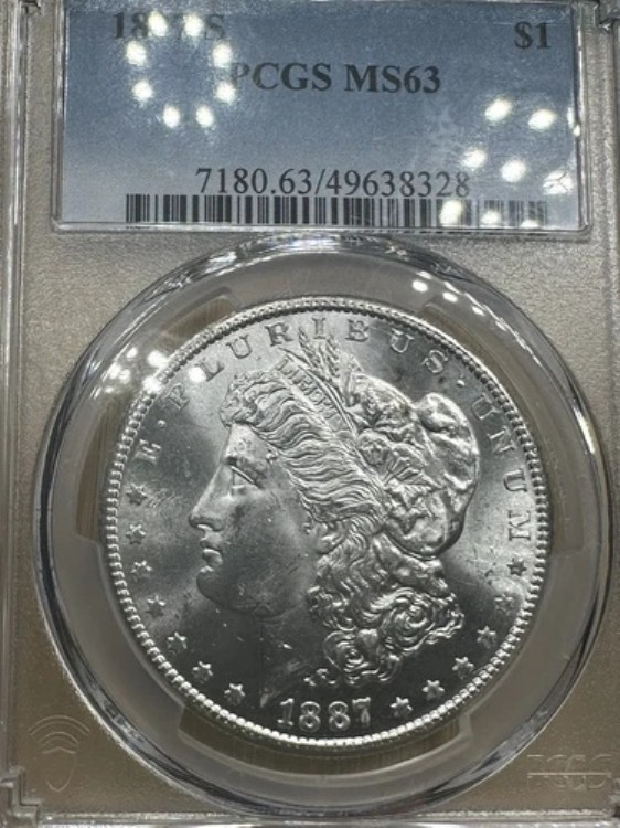 1887年頃 モルガン銀貨 PCGS MS-63 ** 光沢のある美しさ！ アンダーグレード