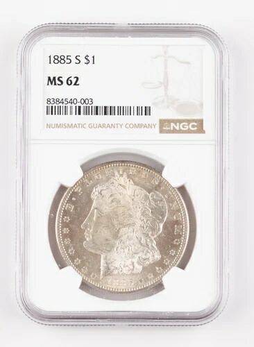 1885-S モーガン シルバー ダラー MS62 NCG サンフランシスコ造幣局