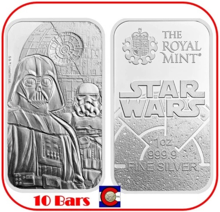 2024年 スターウォーズ ダークサイド シルバー 1オンス バー 英国王立造幣局発行 10枚入り