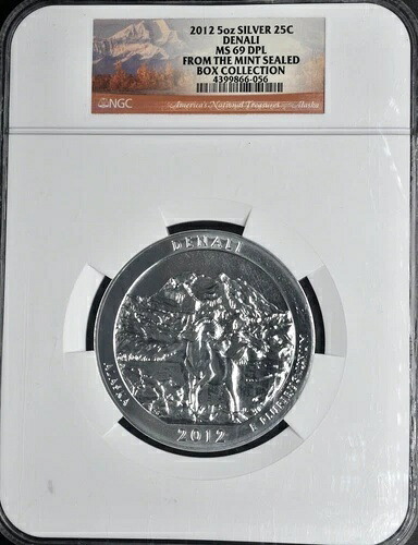 2012年 5オンス シルバー 25セント デナリ MS 69 DPL ミント 未開封 ボックスコレクション NGC