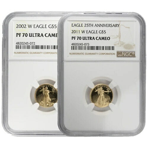 1/10オンス プルーフ アメリカン ゴールド イーグル コイン PR/PF70 (ランダム年、PCGS または NGC)