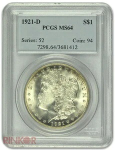 1921-D 1ドル モルガン・ダラー PCGS MS 64