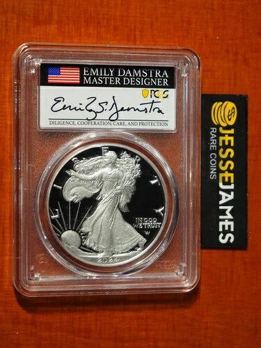 2024 Wプルーフ シルバーイーグル PCGS PR70 DCAM 先行発売 エミリー・ダムストラ直筆サイン入り｜WORLD RESOURCE【KING店】