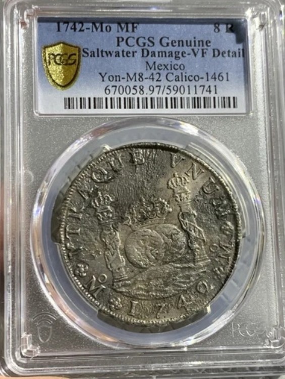1742年 MO MF メキシコ 8レアル PCGS VF 難破船シルバーコイン｜WORLD RESOURCE【KING店】