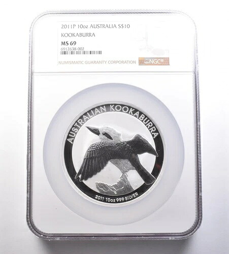 2011 P オーストラリア 10 ドル シルバーワライカワセミ 10 オンス MS69 NGC *9618｜WORLD RESOURCE【KING店】