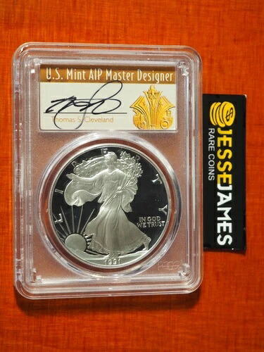 1991年 Sプルーフ シルバーイーグル PCGS PR70 DCAM トーマス・クリーブランド直筆サイン入りアールデコラベル|WORLD RESOURCE【KING店】