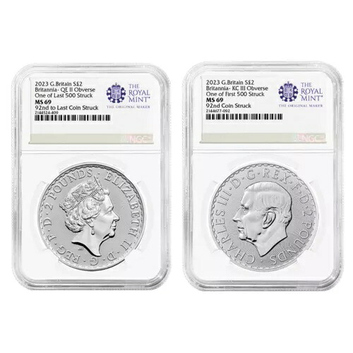 2023 英国 シルバー ブリタニア セット NGC MS69 最初と最後の 500 個打 #92 ロイヤル マ...｜WORLD RESOURCE【KING店】 205,700円
