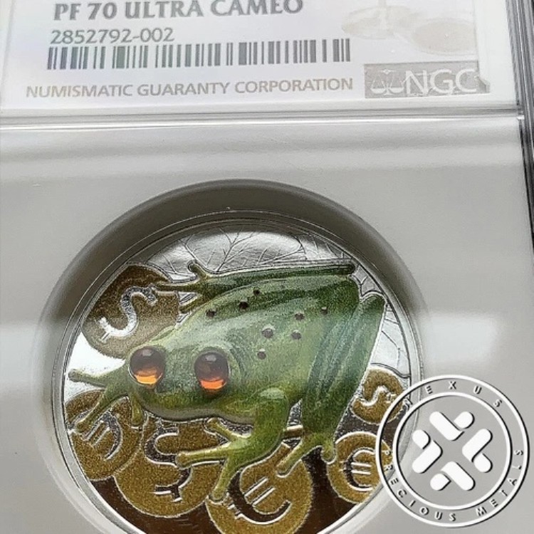 2015 NGC PF 70 ウルトラ $2 カメオ マネーフロッグ カラーライズ 1オンス シルバー プルーフコイン ニウエ|WORLD RESOURCE【KING店】