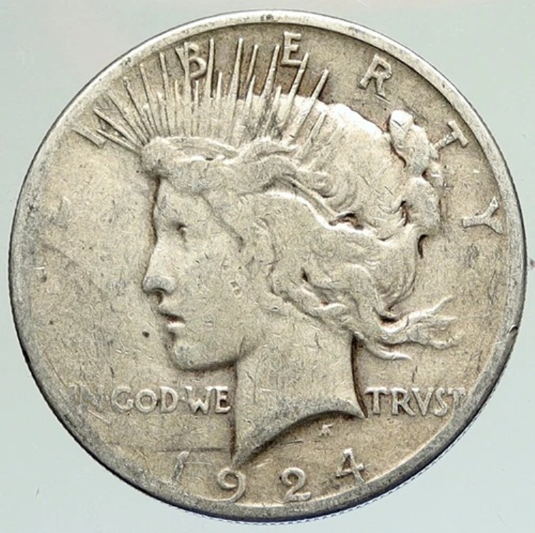1924年 S US アンティーク シルバー ピースドル 米国コイン 自由と鷲 i111915｜WORLD RESOURCE【KING店】