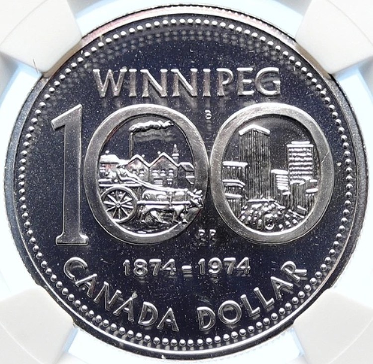 1974年 カナダ エリザベス2世 ウィニペグ 100 過去/現在 銀貨 NGC i106320｜WORLD RESOURCE【KING店】