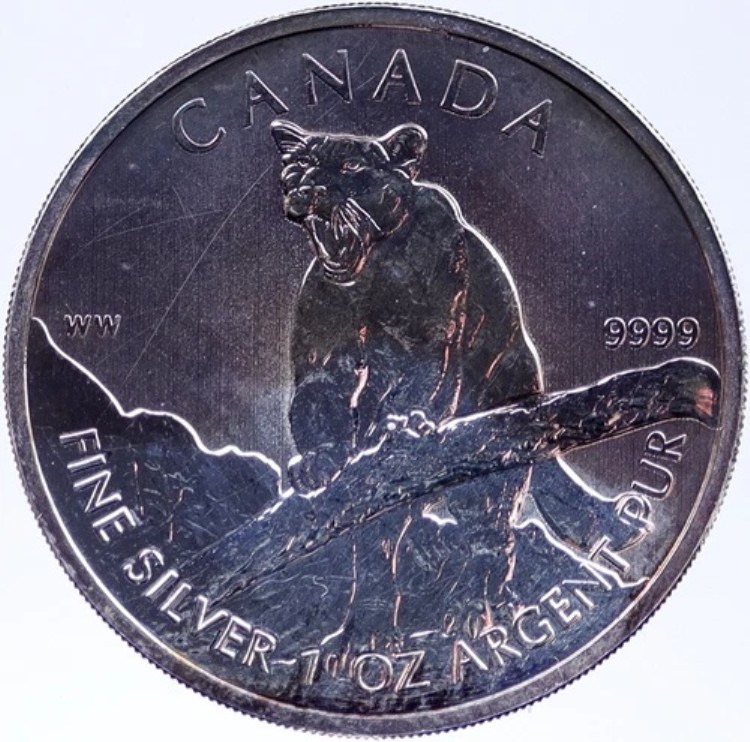 2012年 カナダ 5ドル銀貨 カナダクーガー 英国女王エリザベス2世 i118970｜WORLD RESOURCE【KING店】