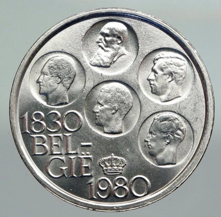 1980年 ベルギー国王 レオポルド1世、2世、3世、アルベール1世 オールドシルバー 500フラン硬貨 i92231|WORLD RESOURCE【KING店】