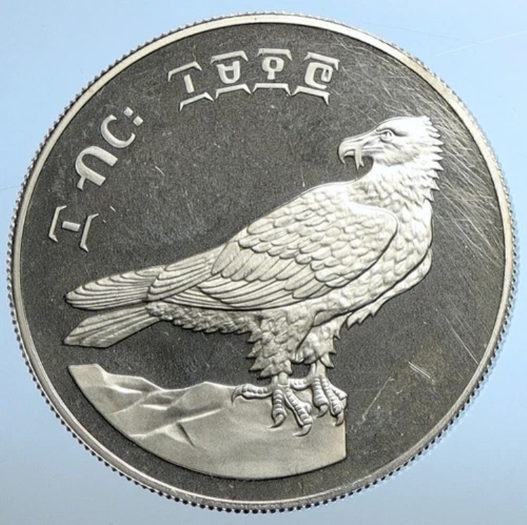 1977年 エチオピア コンサベーション ヒゲワシ オールドプルーフ シルバー 10 ブル コイン i111114｜WORLD RESOURCE【KING店】