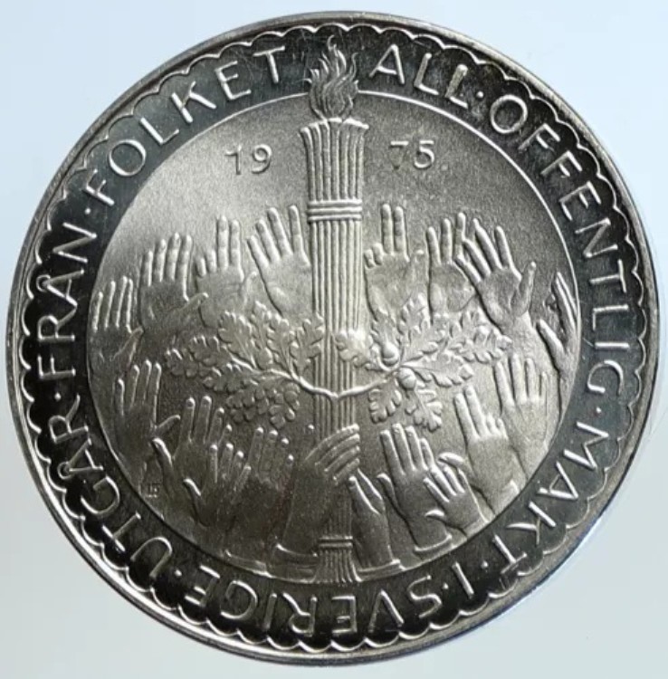 1975年 スウェーデン国王カール16世グタフ憲法改革記念 50クローネ銀貨 i113186|WORLD RESOURCE【KING店】