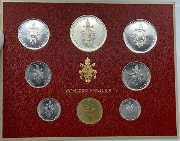 1976年 教皇パウロ6世 - バチカン市国 コイン8枚セット 500リラ銀貨 i114402|WORLD RESOURCE【KING店】