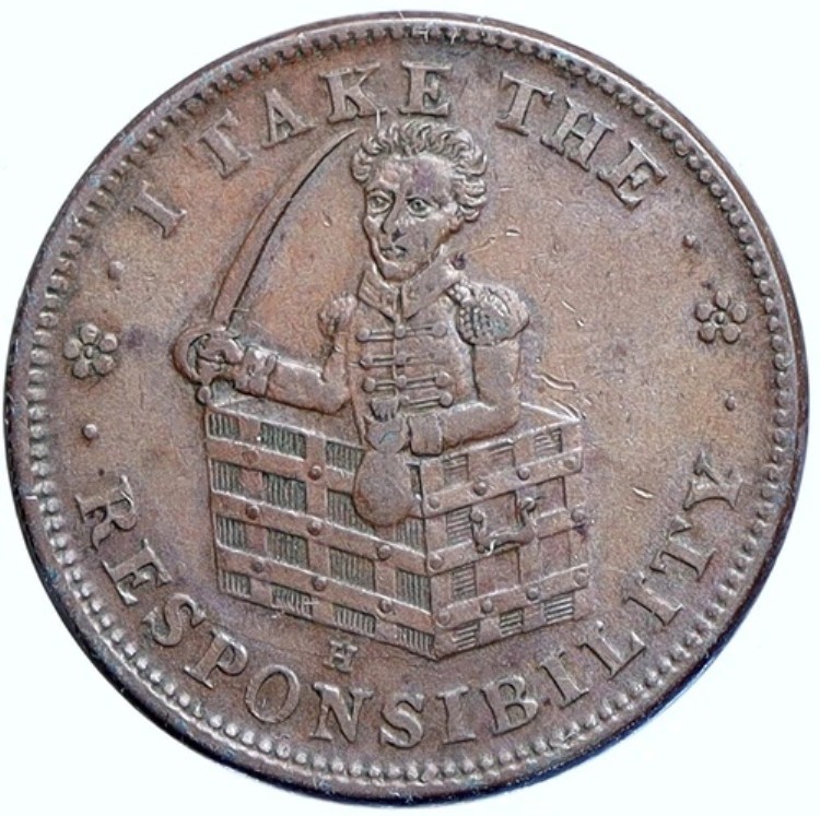 1833年 アメリカ合衆国 ハードタイムズ 政治トークン 責任 ローマ商会 ロバ i113926|WORLD RESOURCE【KING店】