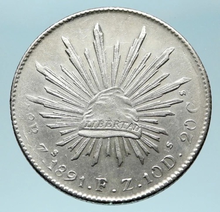 1891 Zs FZ MEXICO ラージイーグルサンアンティークメキシカンシルバー8レアルコイン i82970｜WORLD RESOURCE【KING店】