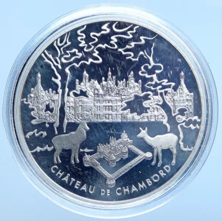 2003年 フランス シャトー・シャンボール建築 プルーフシルバー 1 1/2ユーロコイン i114979｜WORLD RESOURCE【KING店】